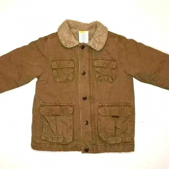 Crazy 8 Other - Baby Boy Crazy 8 Thick Khaki Sherpa Collar Coat Jacket Size 2-3 Years